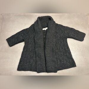 Ann Taylor Loft Open Cardigan Womens Small Black/Gray Alpaca/Wool Short Sleeve